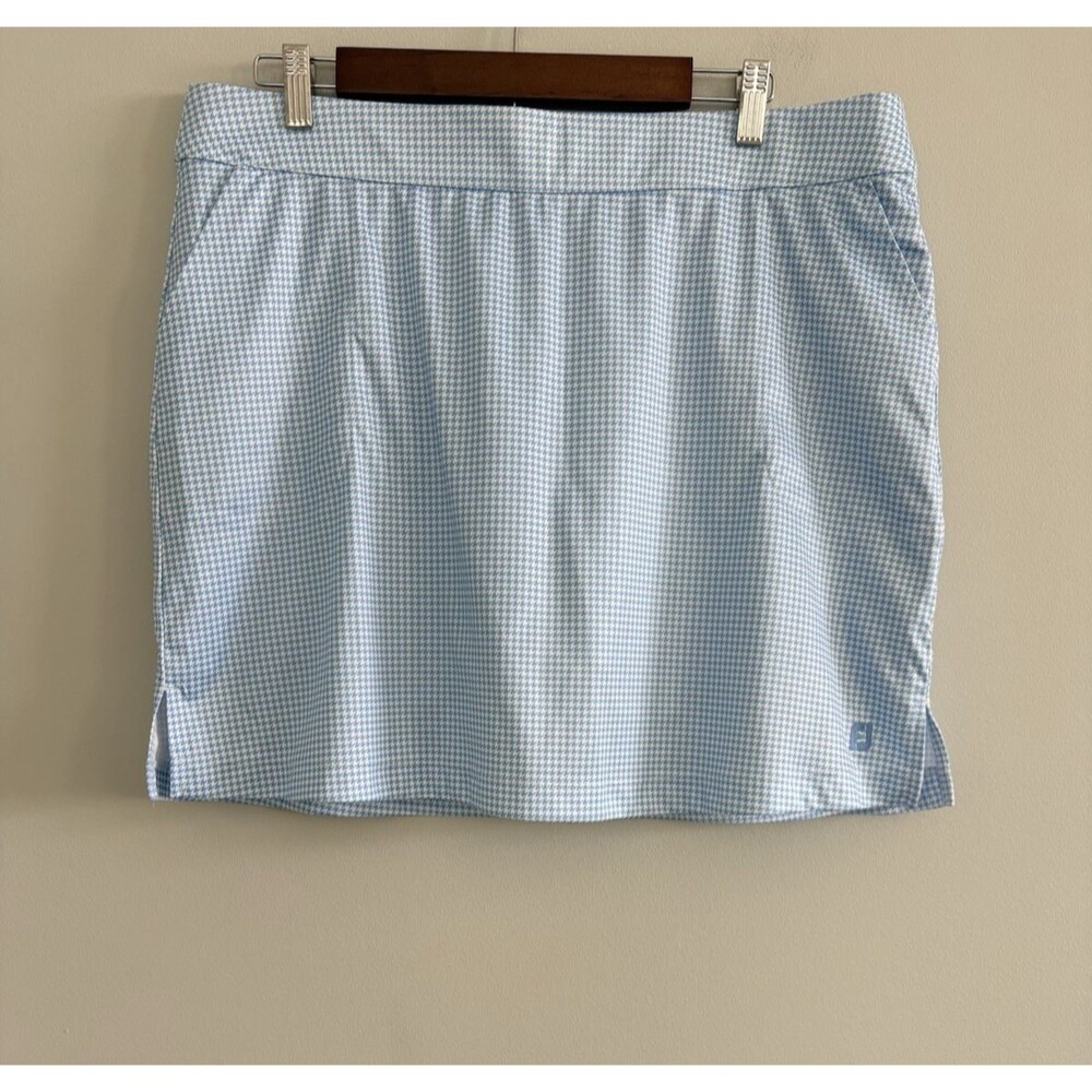 FootJoy Skort Womens Size XL Blue Houndstooth Golf Tennis Skirt Pockets